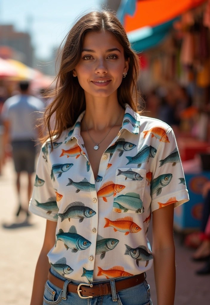 21 Stunning Fisherman Aesthetic Outfits That'll Make You Hooked on Style! - 20. Fishing-Inspired Prints